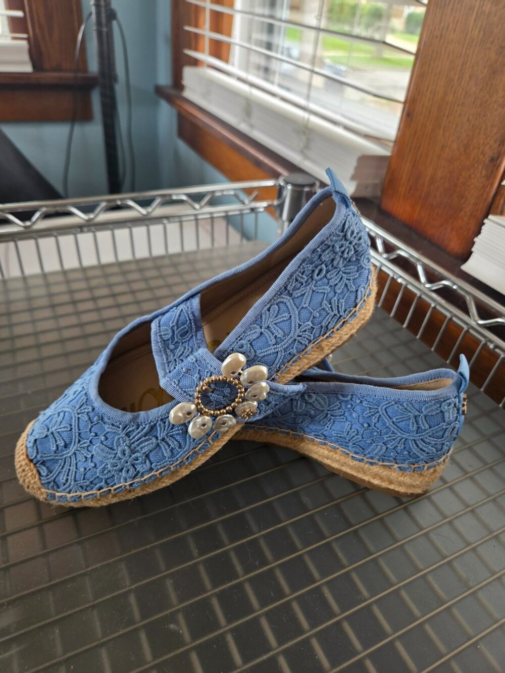 Anthropologie Sam Edelman Maddy Orchid Mary Jane Espadrille Flat Blue 6
